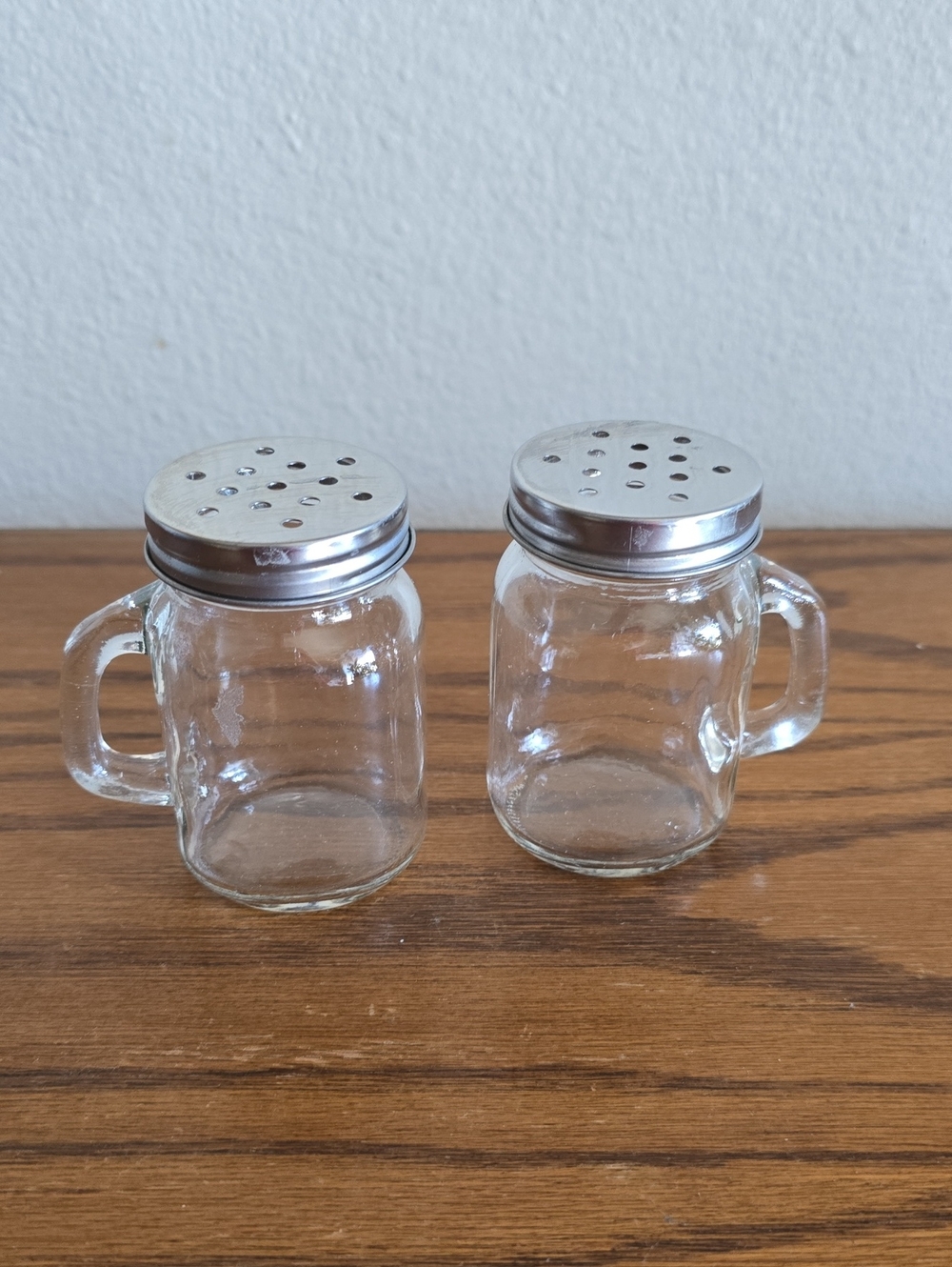 Glass Mini Mason Jar Salt and Pepper Shakers with Silver Lids (Set of 2) Tote 12